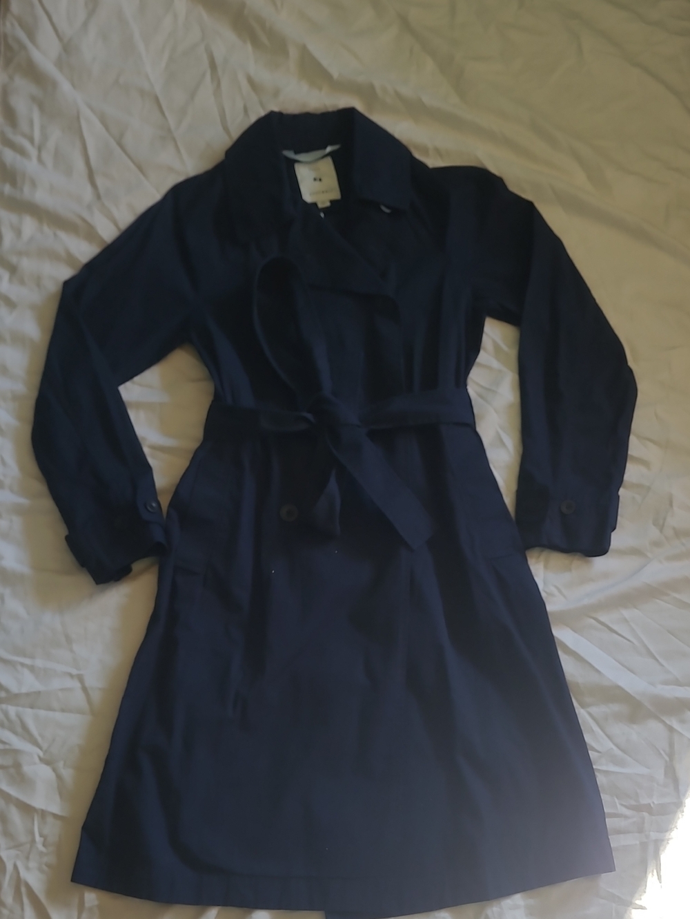 Navy Trench Coat with Belt